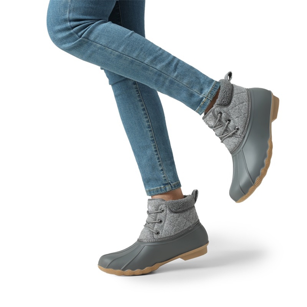 Waterproof Sherpa Snow Boots - GREY - 1